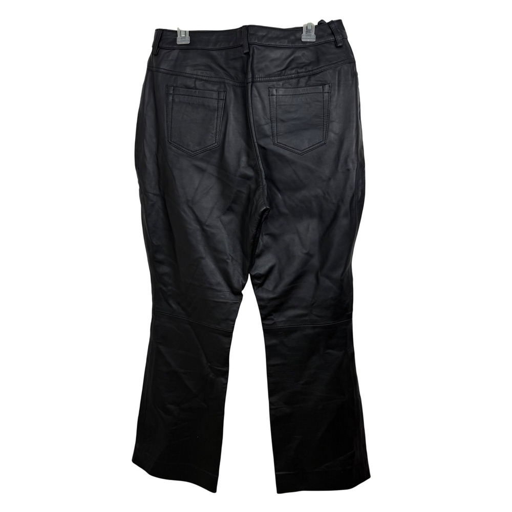 NWT Kimmons Women's 2XL Black Genuine Leather Pants Y2K‎ Moto Biker Bootcut Plus - Picture 2 of 7